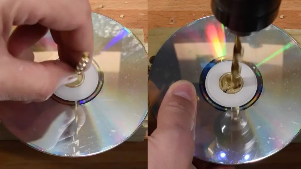 Using CD to drill straight holes in wood