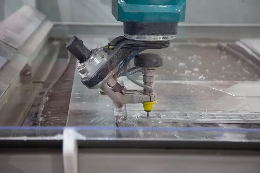 waterjet drilling hole in tempered glass