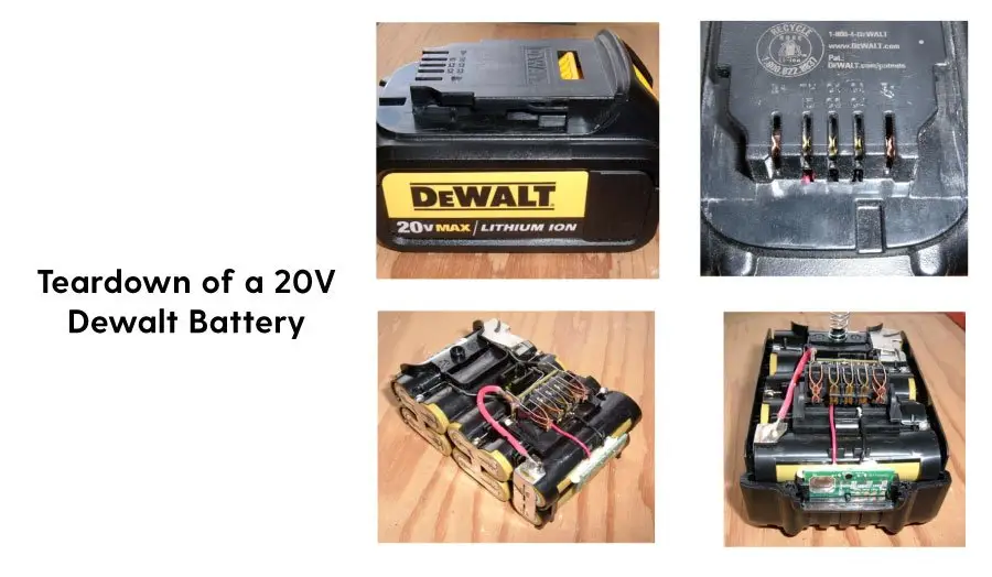 Dewalt battery teardown. Cordless drill battery internal structure.
