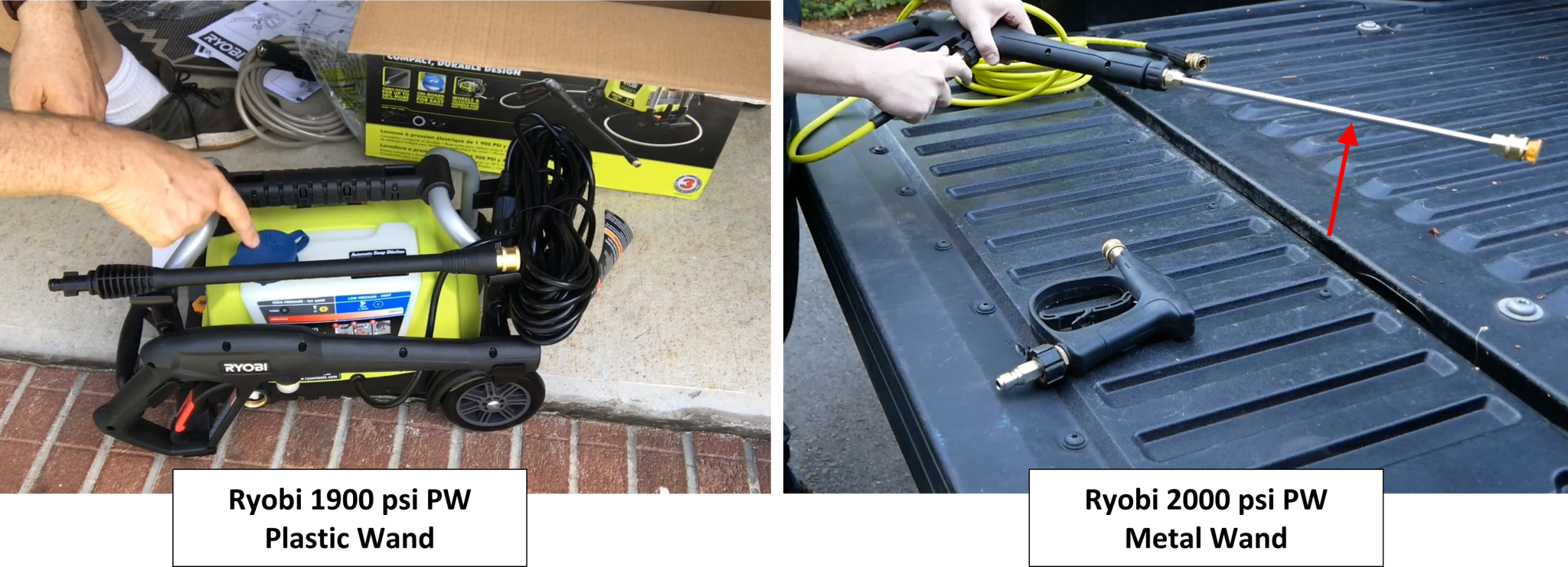 Ryobi 1900 vs 2000 psi Pressure Washer TC Tools